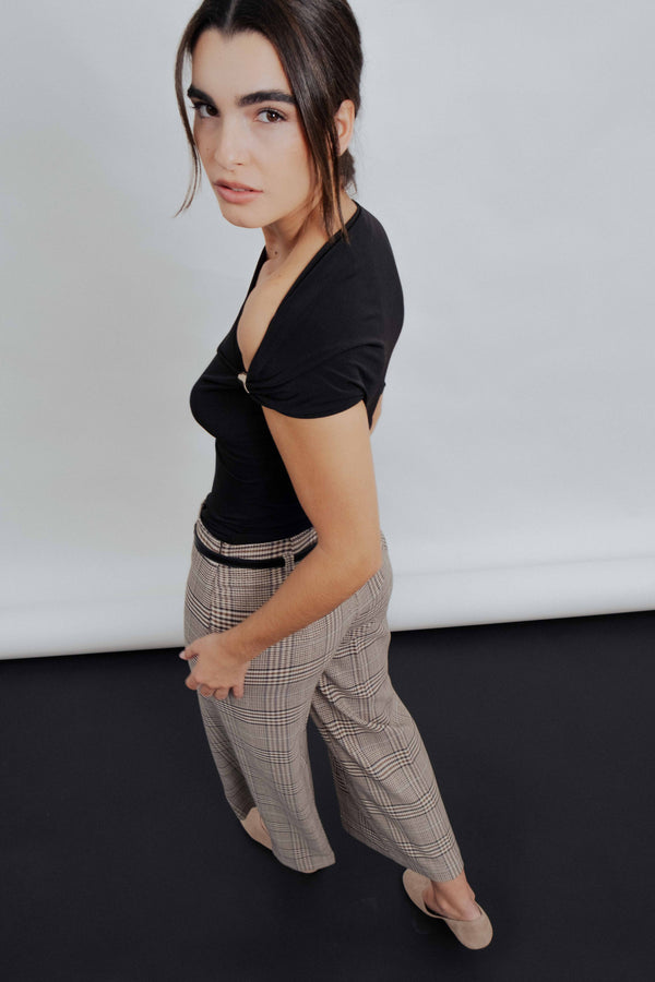 PANTALÓN CULOTTE CUADROS CINTURÓN