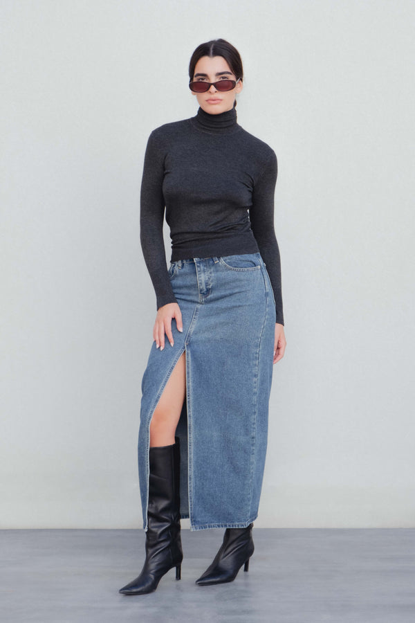 FALDA LARGA DENIM ABERTURA