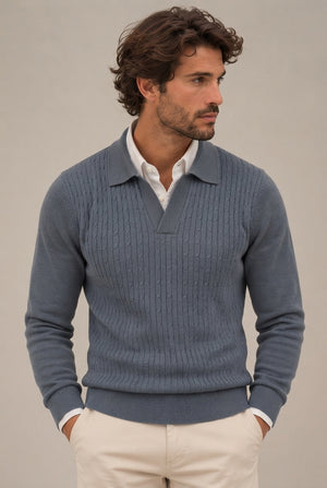 JERSEY POLO NUDOS CELESTE