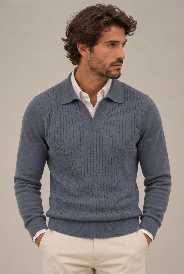 JERSEY POLO NUDOS CELESTE