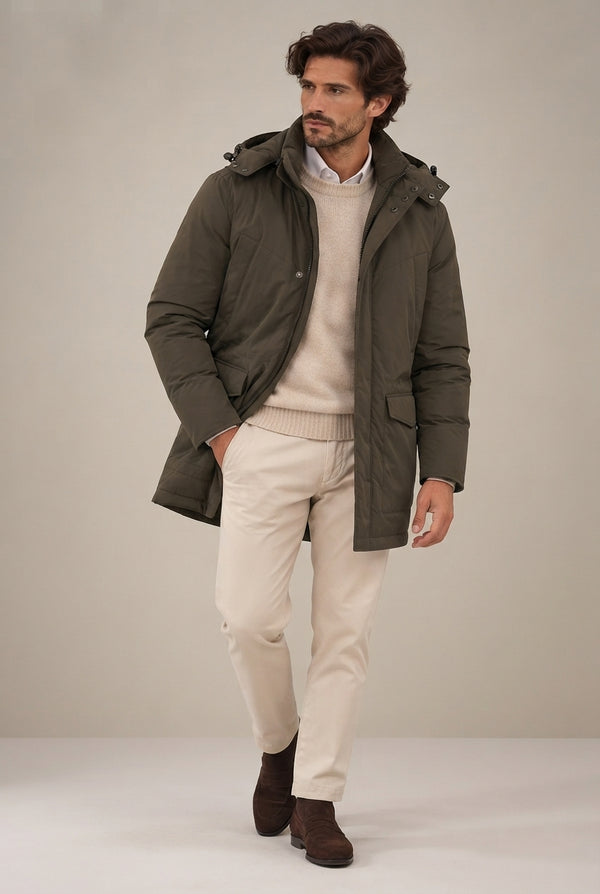 PARKA CON CAPUCHA VERDE