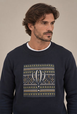 SUDADERA CUADRO ÉTNICO MARINO