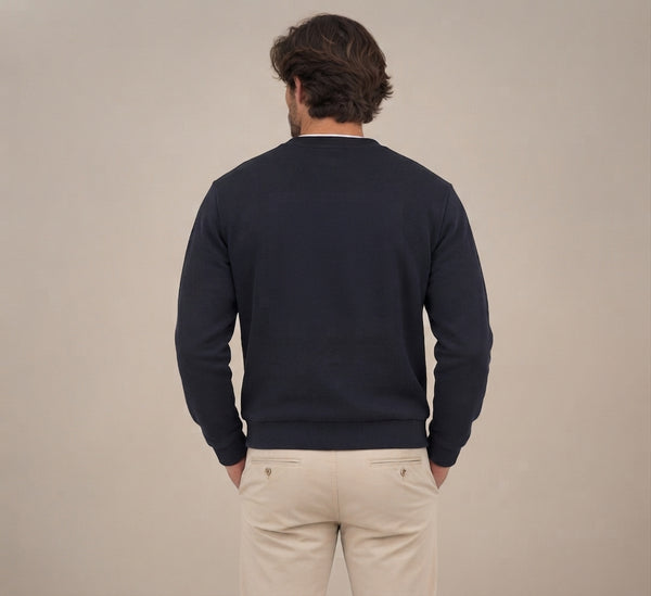SUDADERA CUADRO ÉTNICO MARINO