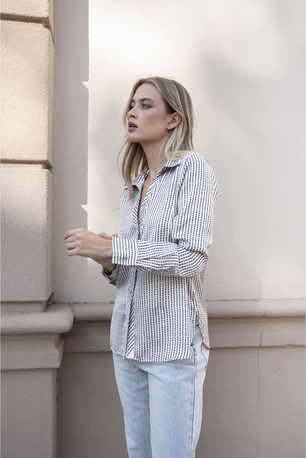 STRIPED SATIN SHIRT