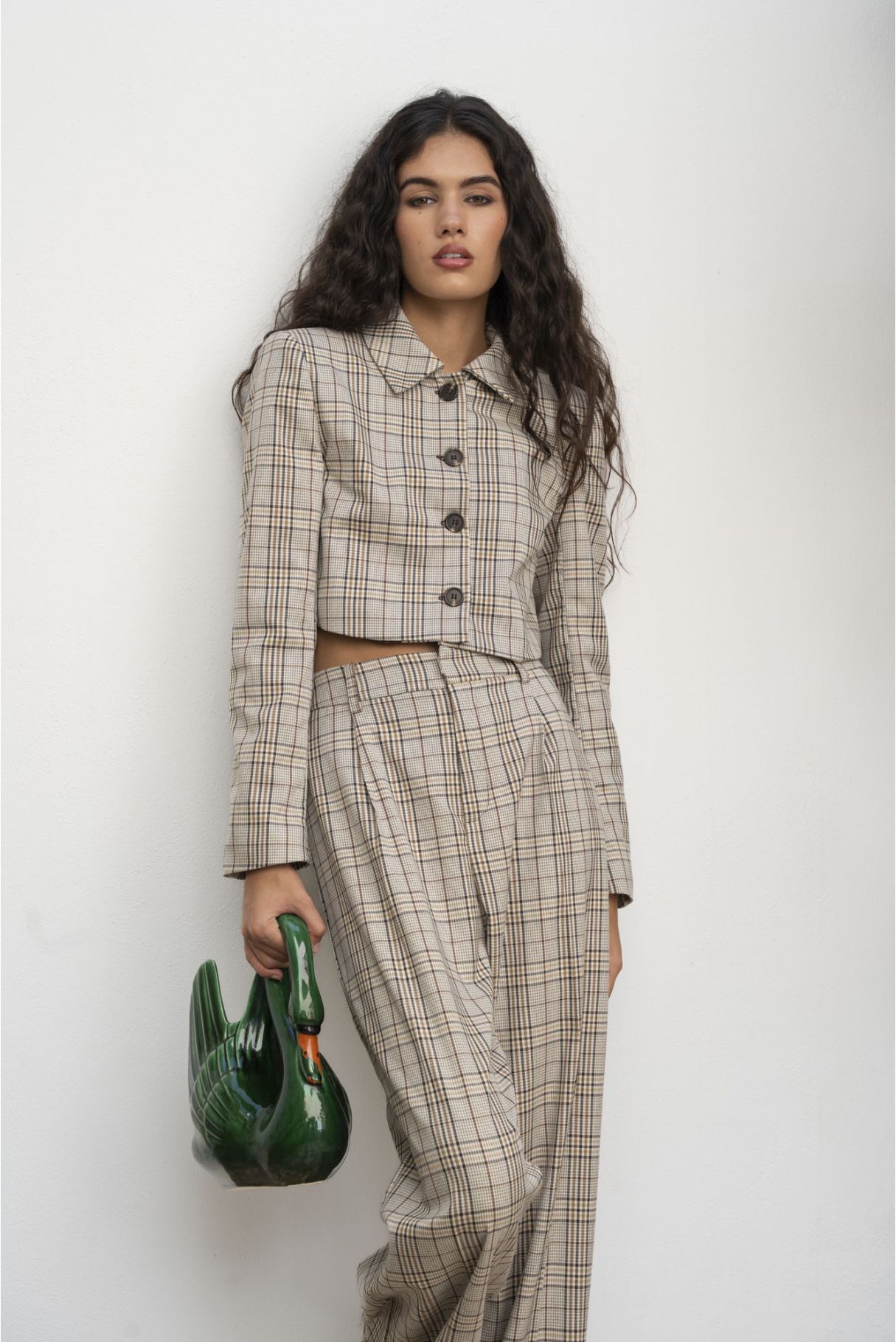 CROPPED CHECKED JACKET