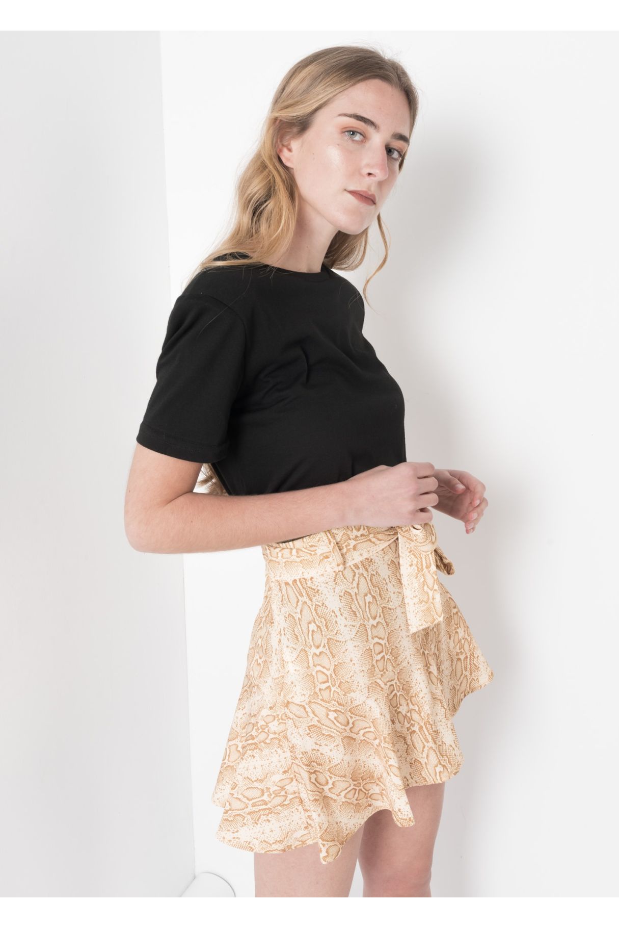 SNAKESKIN PRINT MINI SKIRT