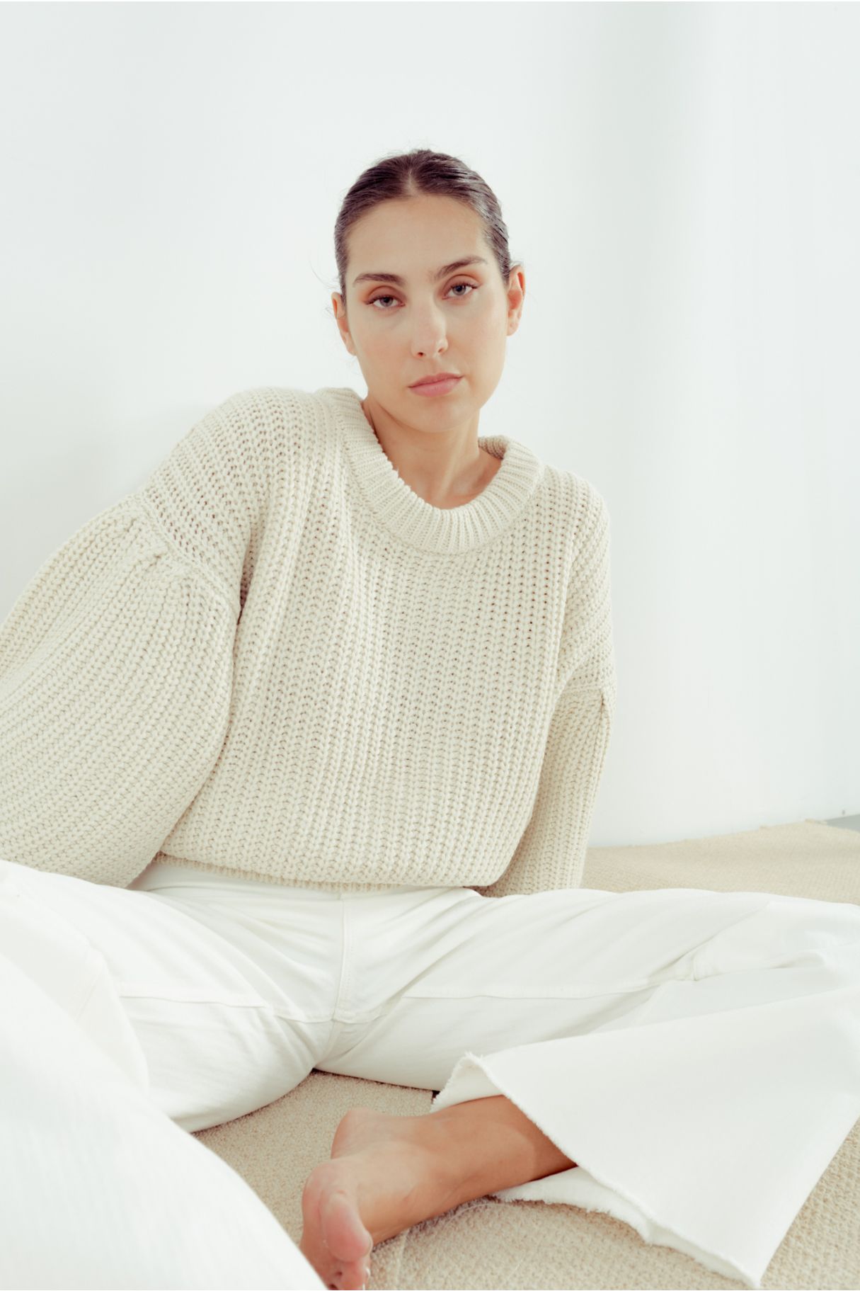 OVERSIZED KNIT SWEATER WITH BALLOON SLEEVES