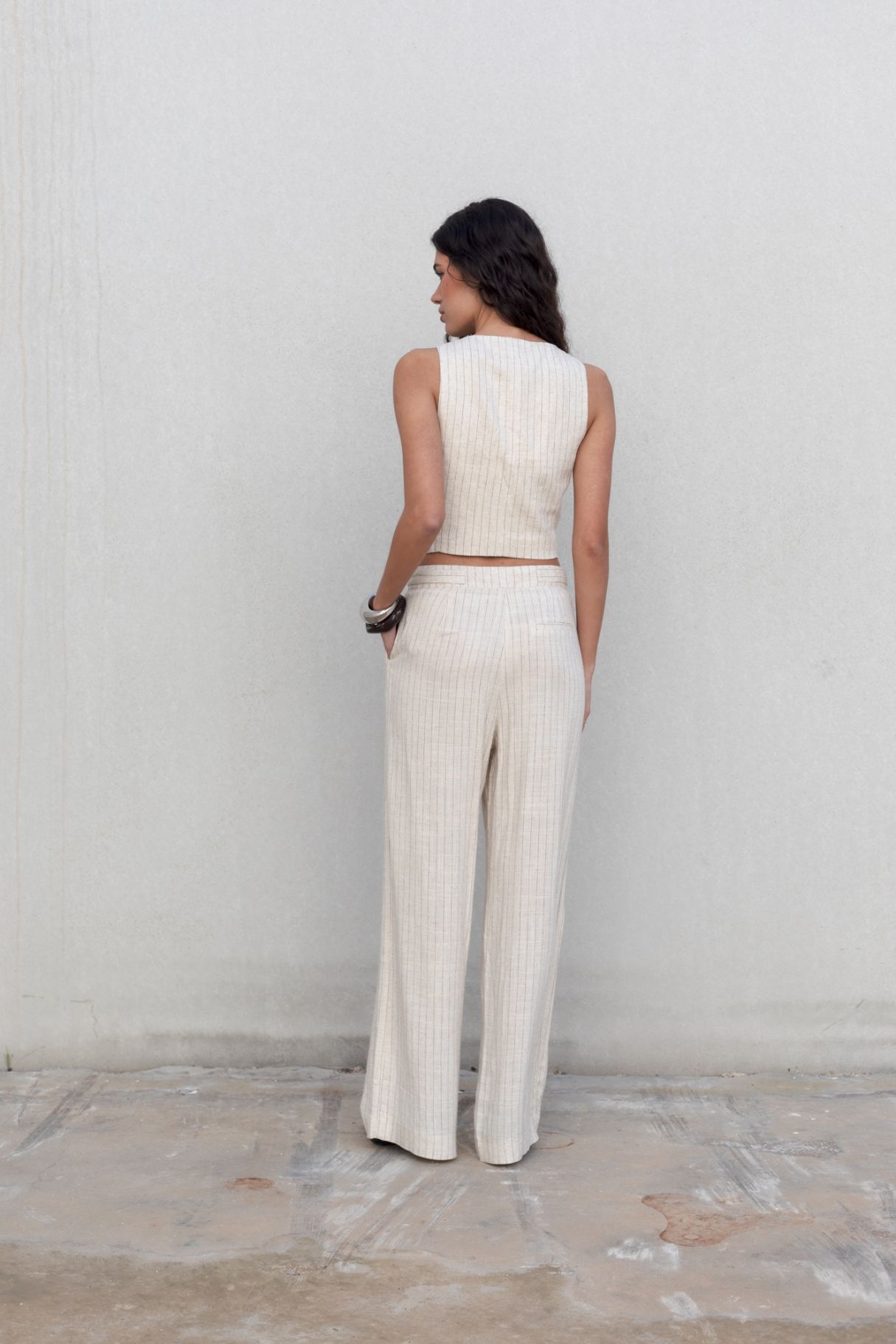 PINSTRIPE LINEN TROUSERS