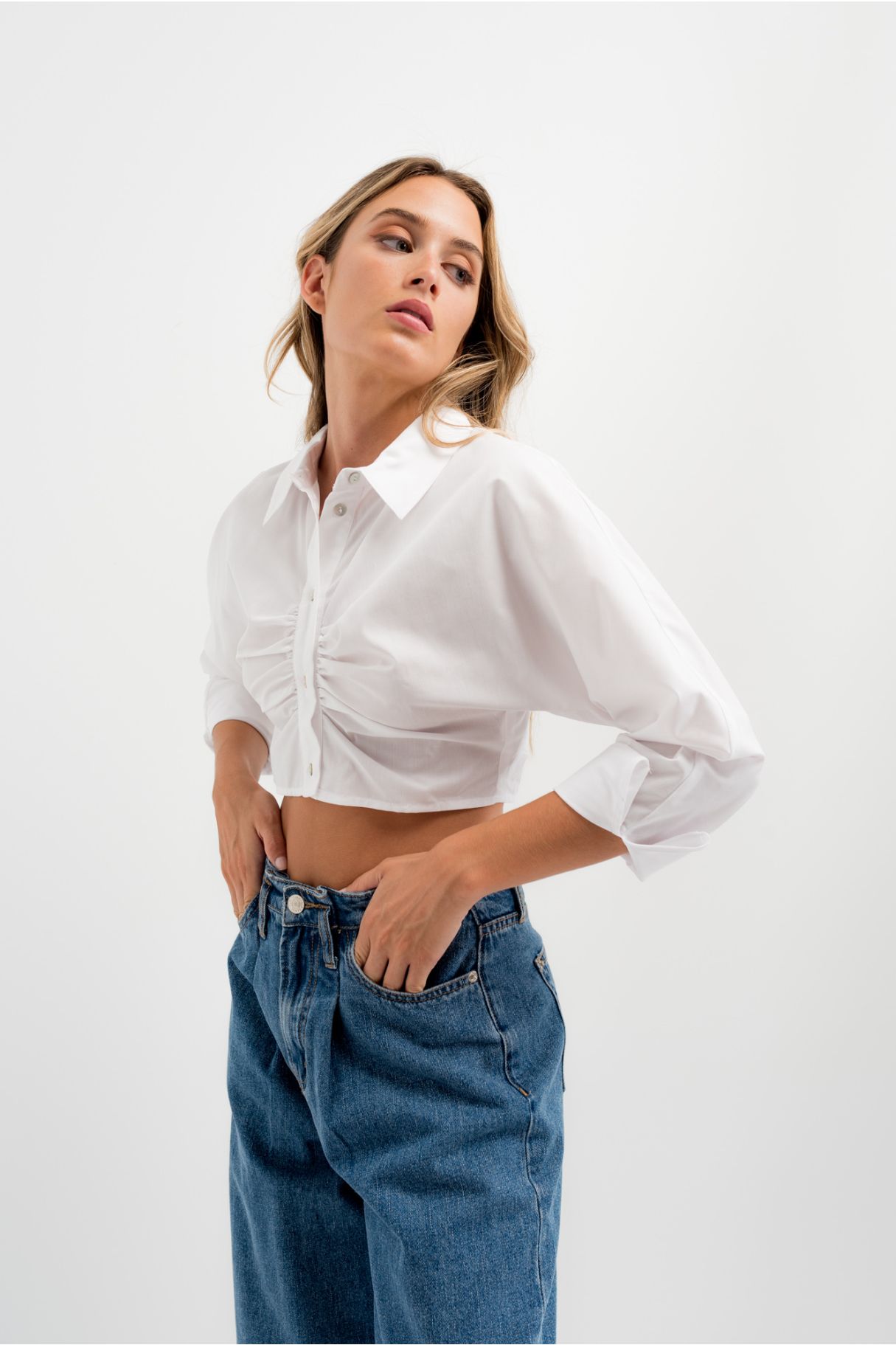 CAMICIA IN POPELINE CROPPED