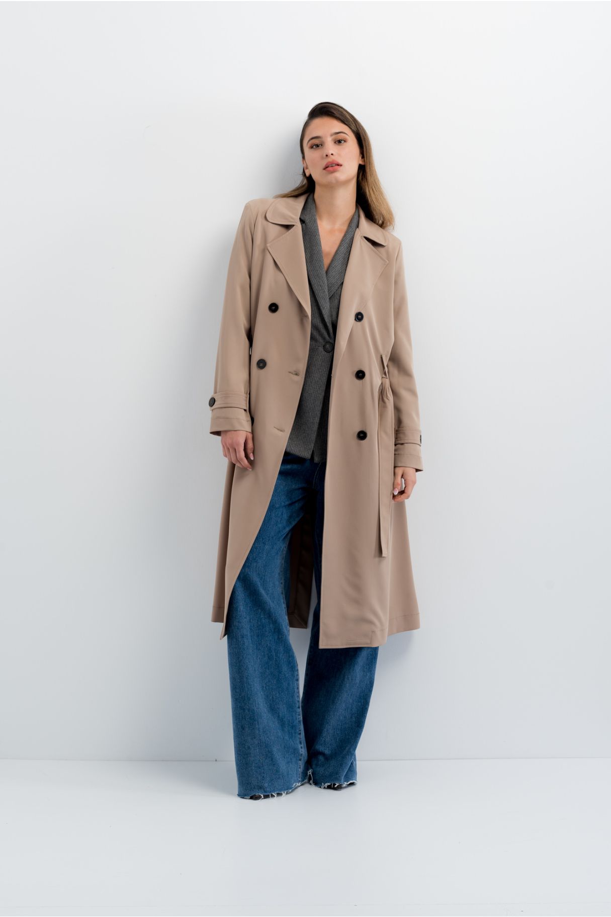 DOUBLE-BREASTED TRENCH COAT WITH BELT