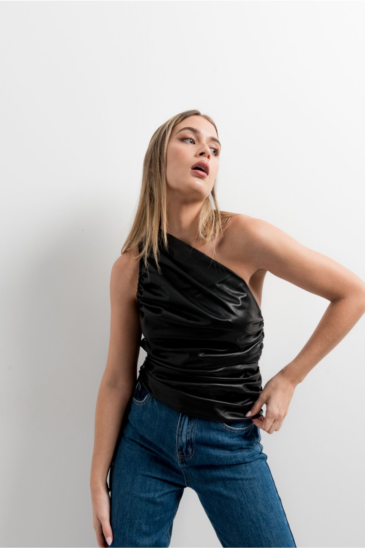 FAUX LEATHER TOP