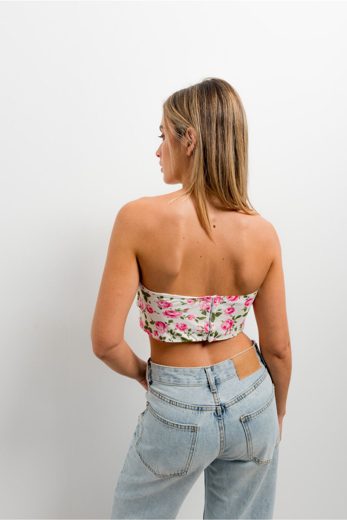 FLORAL PRINT CORSETRY-INSPIRED TOP