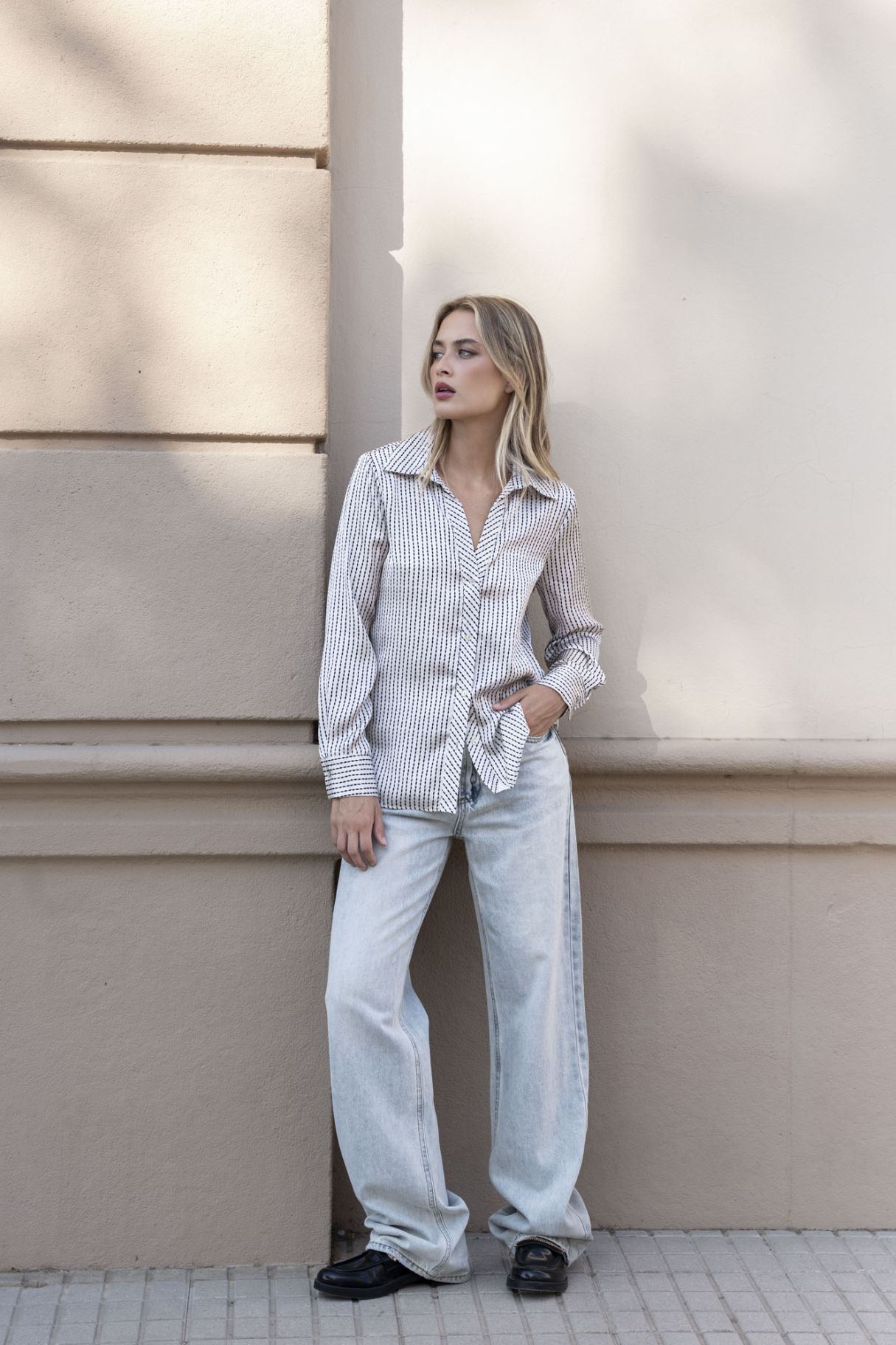 STRIPED SATIN SHIRT