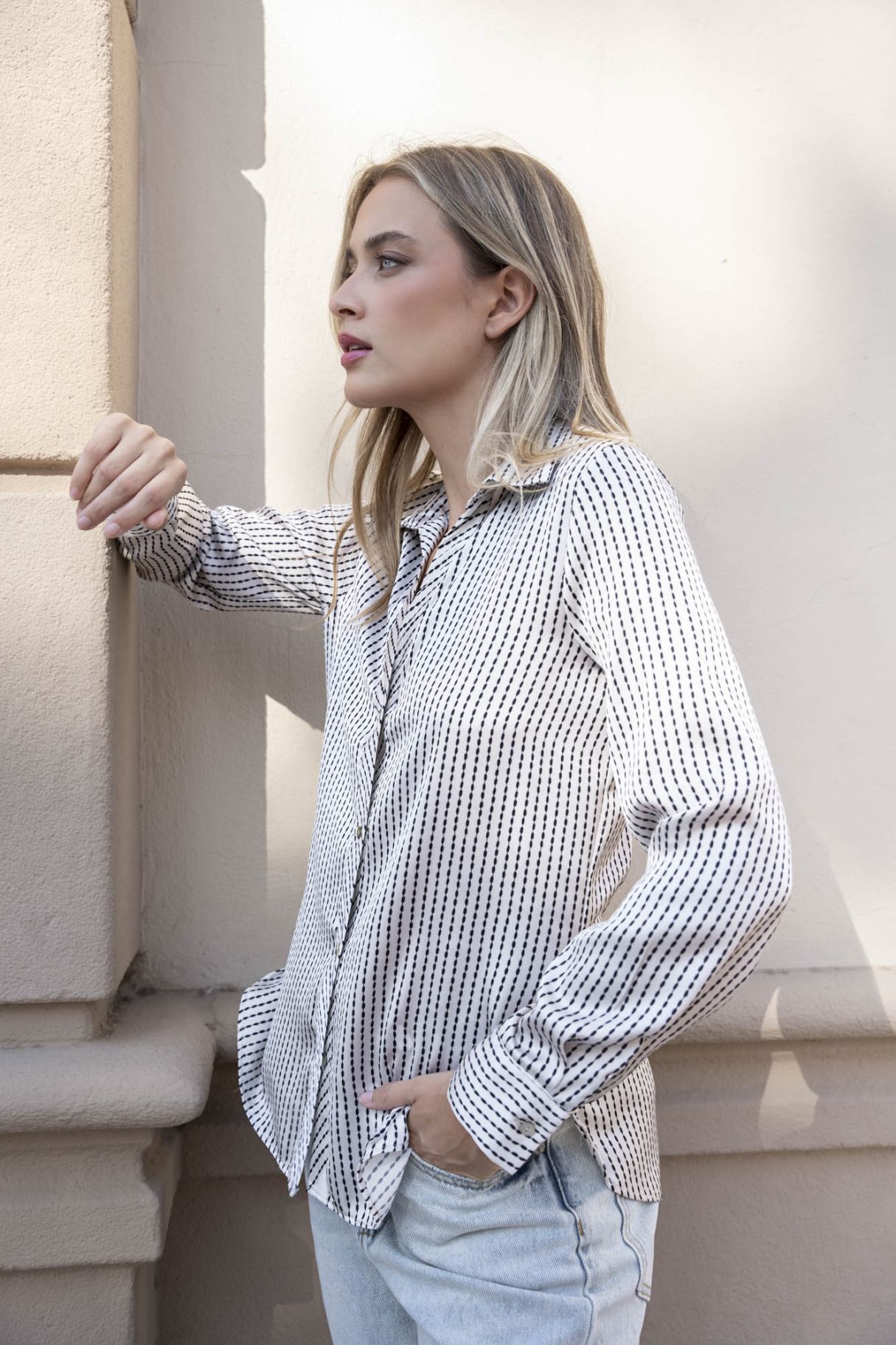 STRIPED SATIN SHIRT