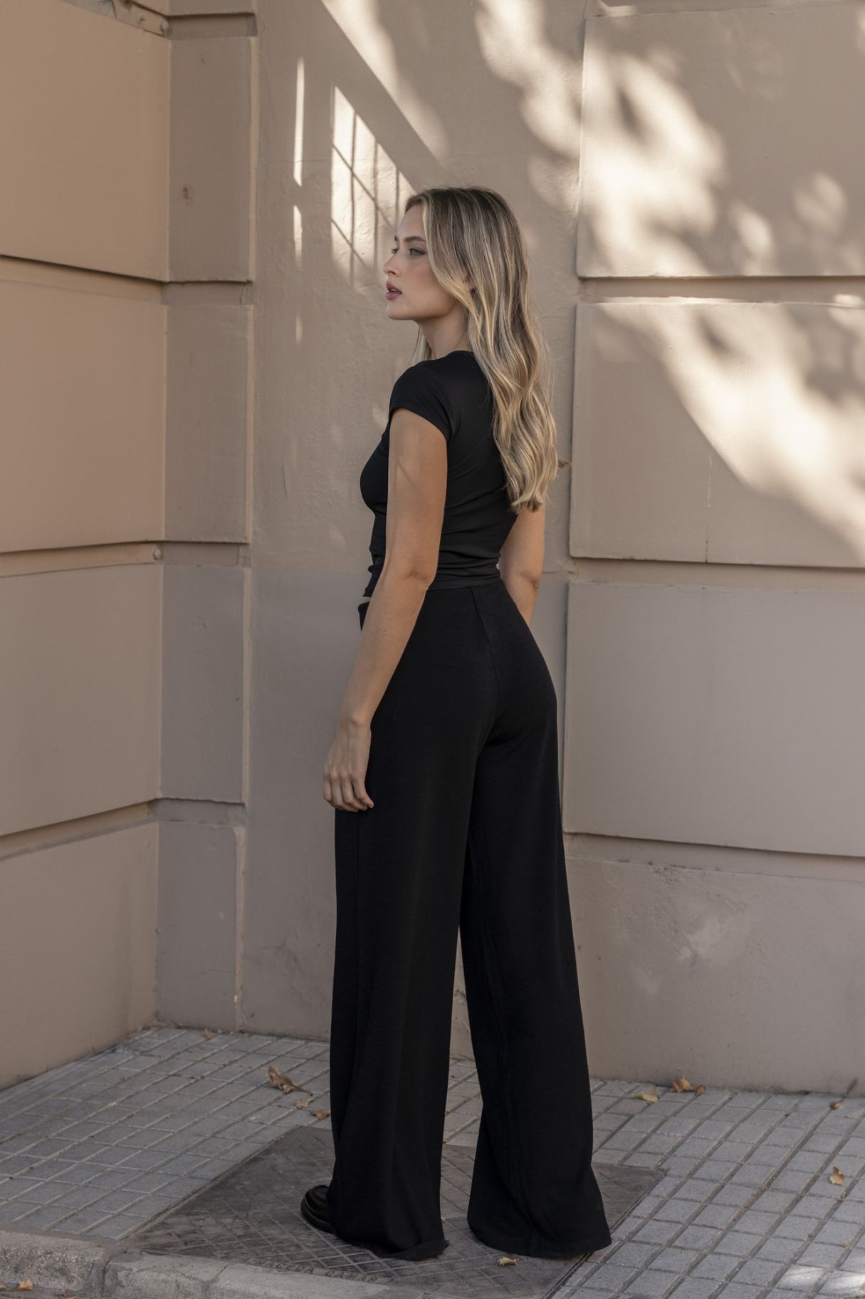 KNIT WIDE-LEG TROUSERS