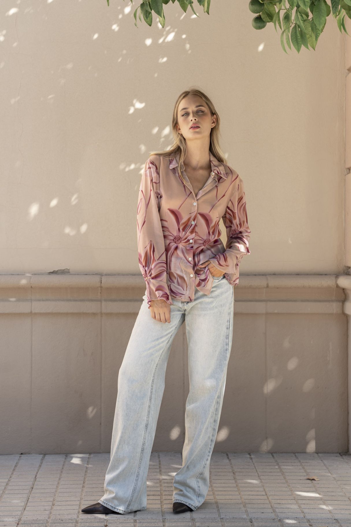 PRINTED SEMI-SHEER SHIRT