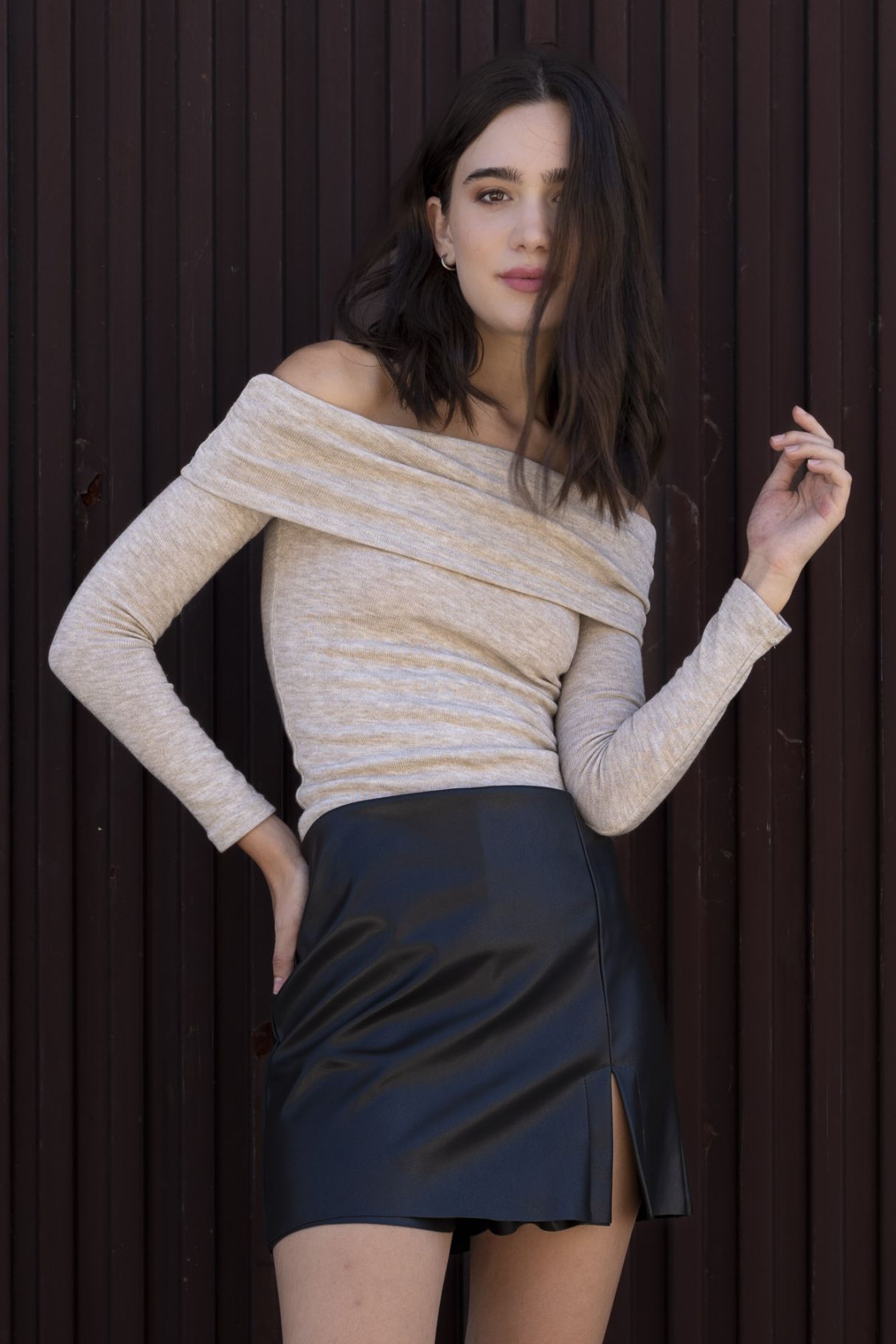 LEATHER EFFECT SKORT