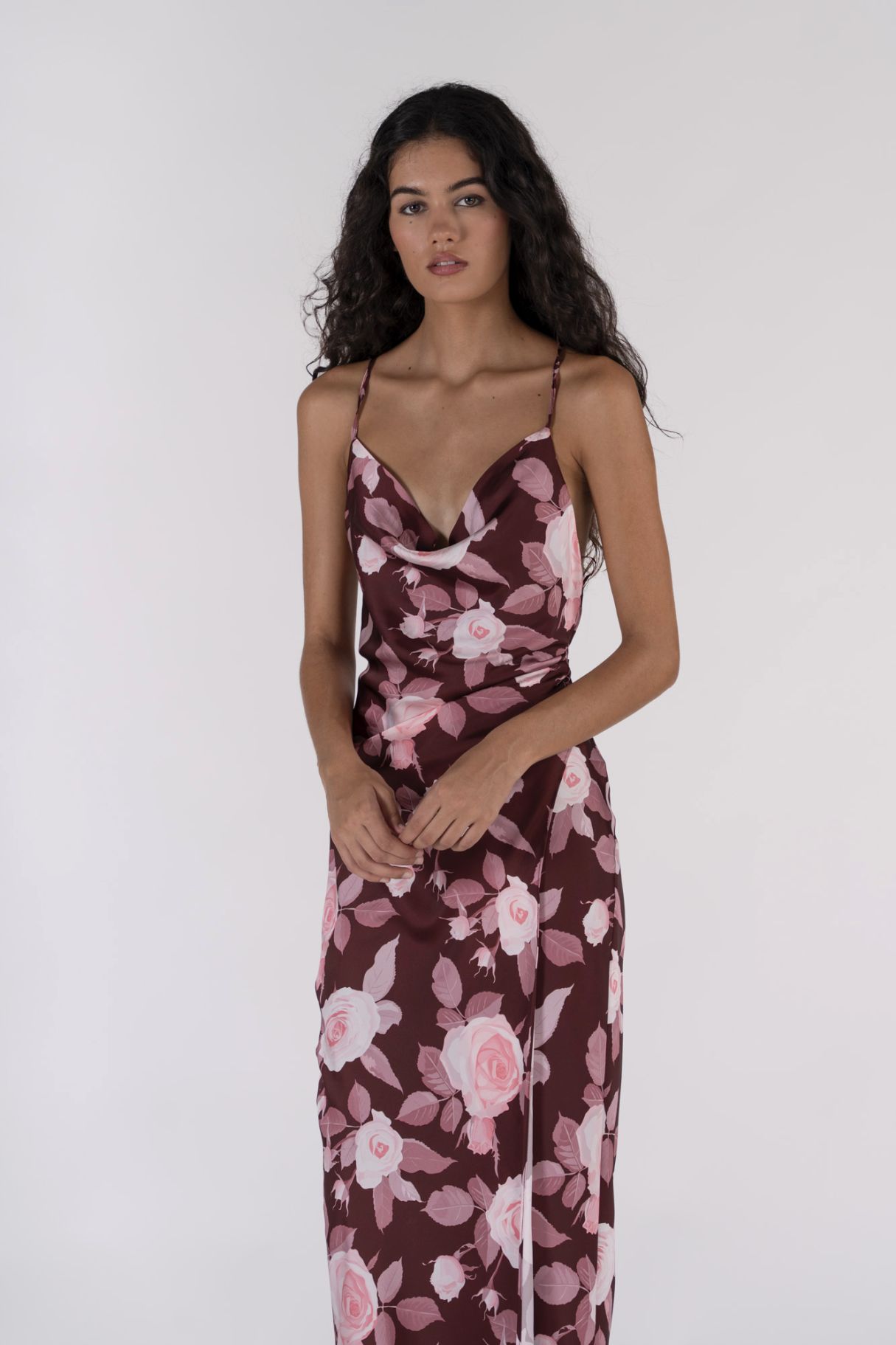 PRINTED SATIN DRESS