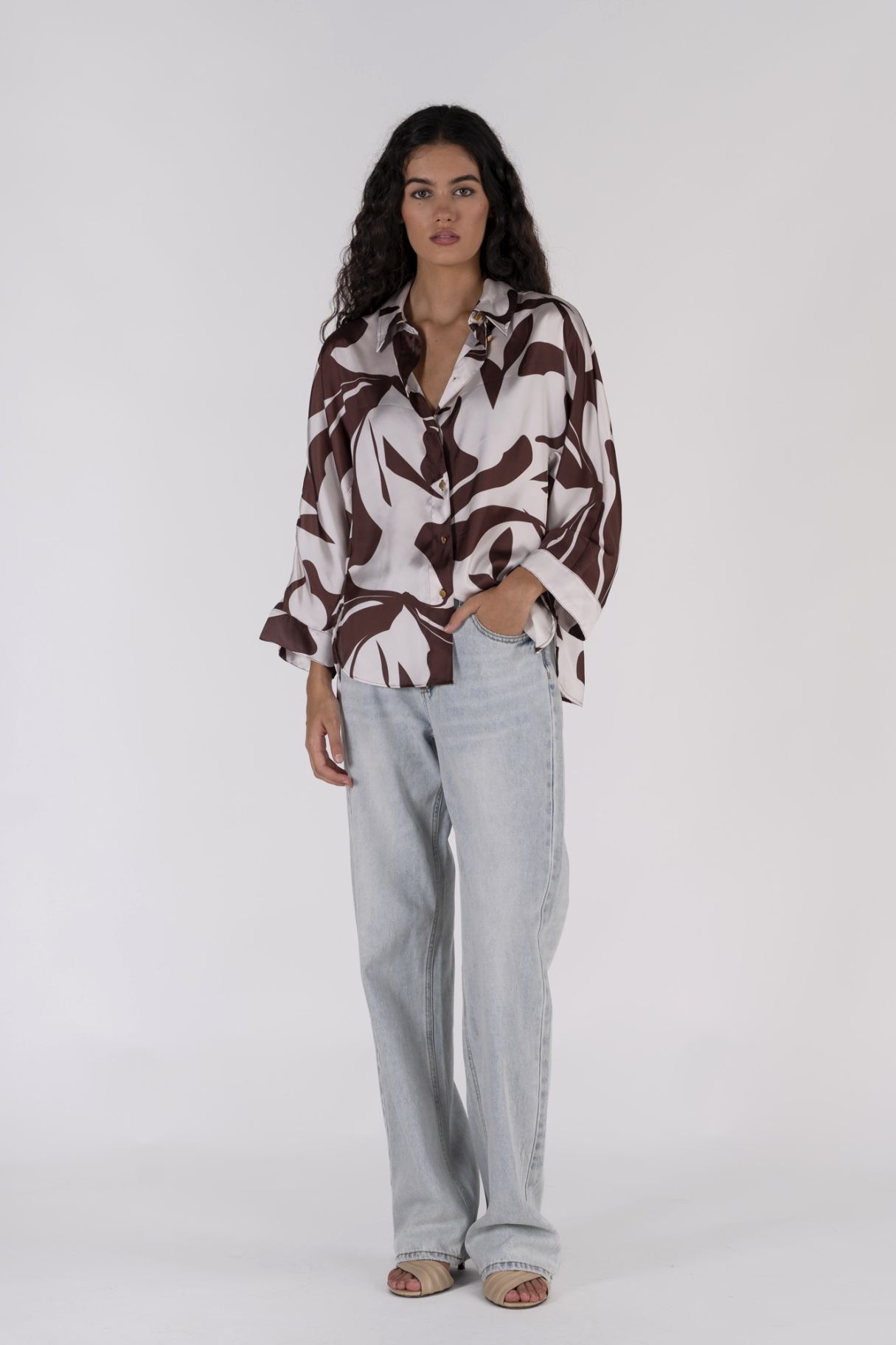 PRINTED SATIN BLOUSE